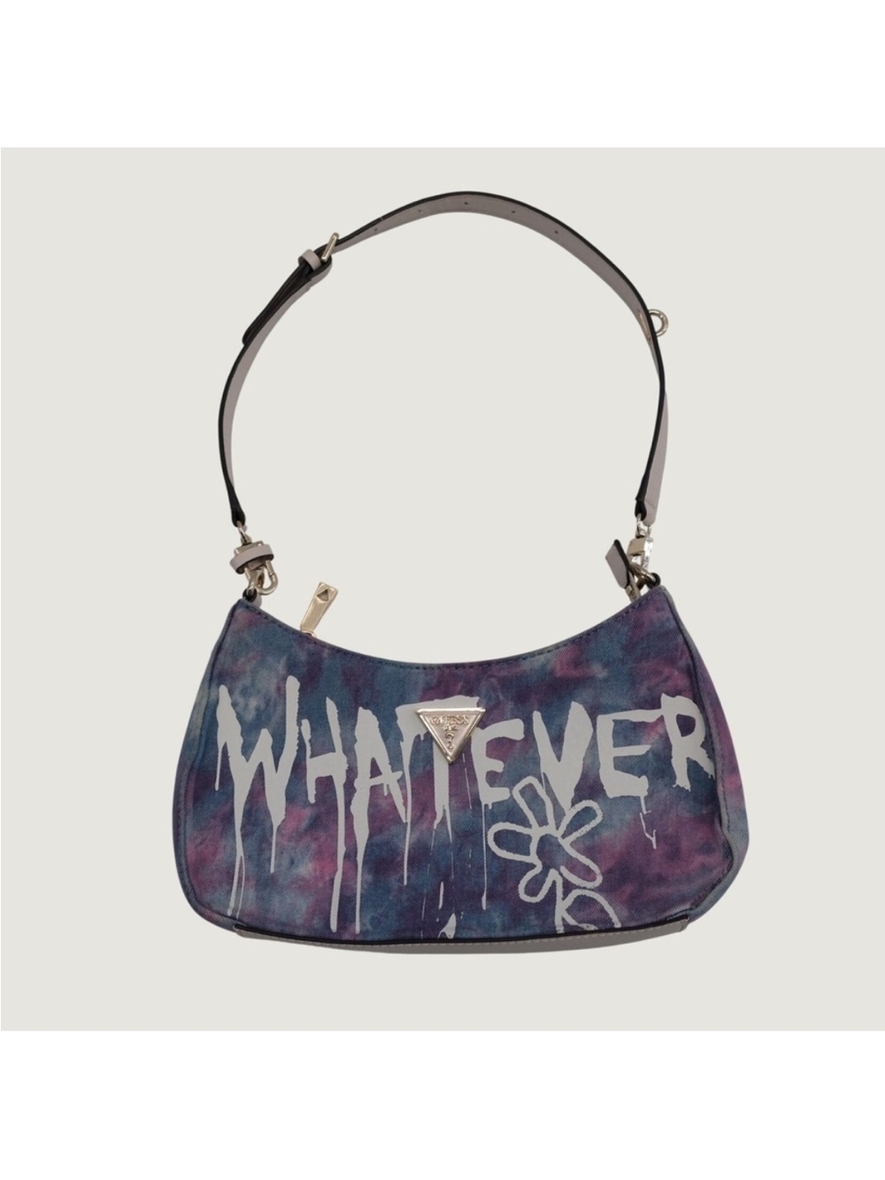 Guess purple Graffiti 'WHATEVER' Shoulder Bag